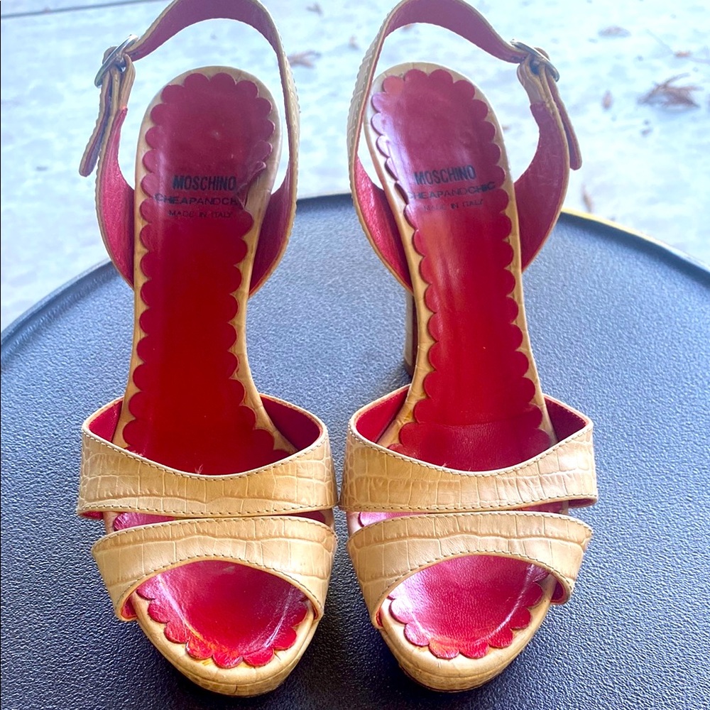 Moschino Red and Tan Women Sandals